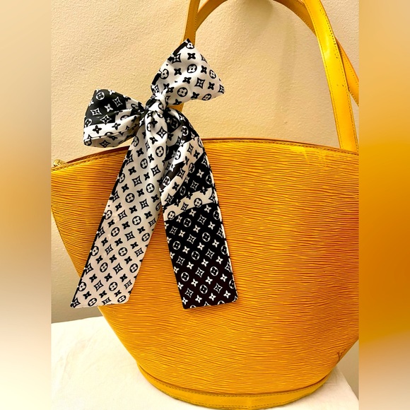Accessories - Black White Monogram Bandeau Silk Twilly Scarf